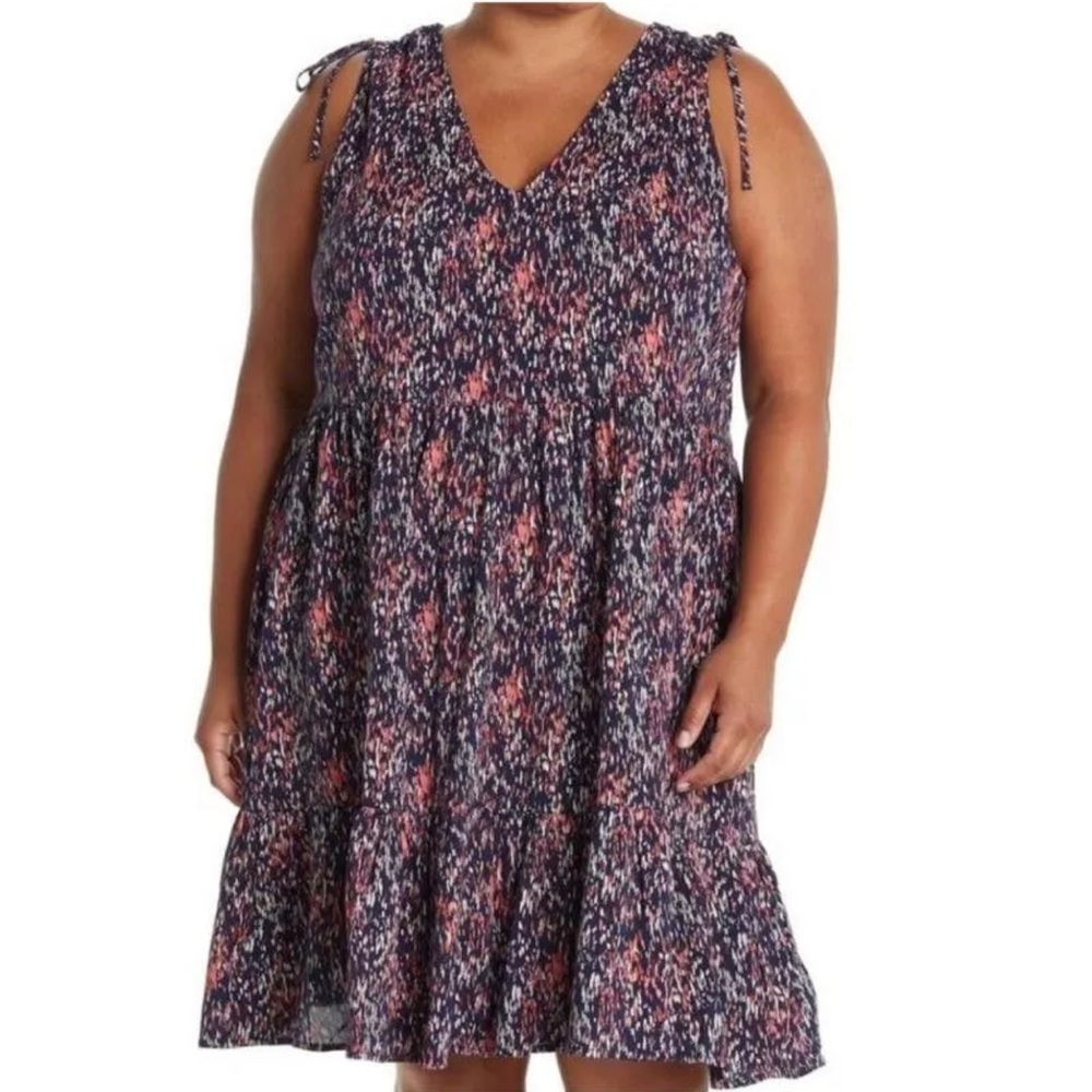 Caslon Navy Coral Painted Rain Tank Dress - size 3X